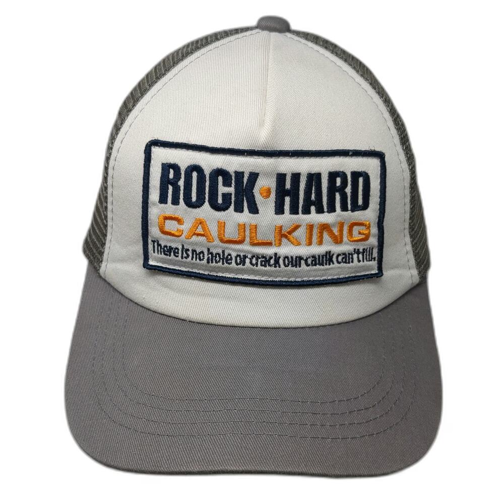 Spirit Trucker Hat Gray One Size Rock Hard Caulking Humor Slogan Mesh Snapback